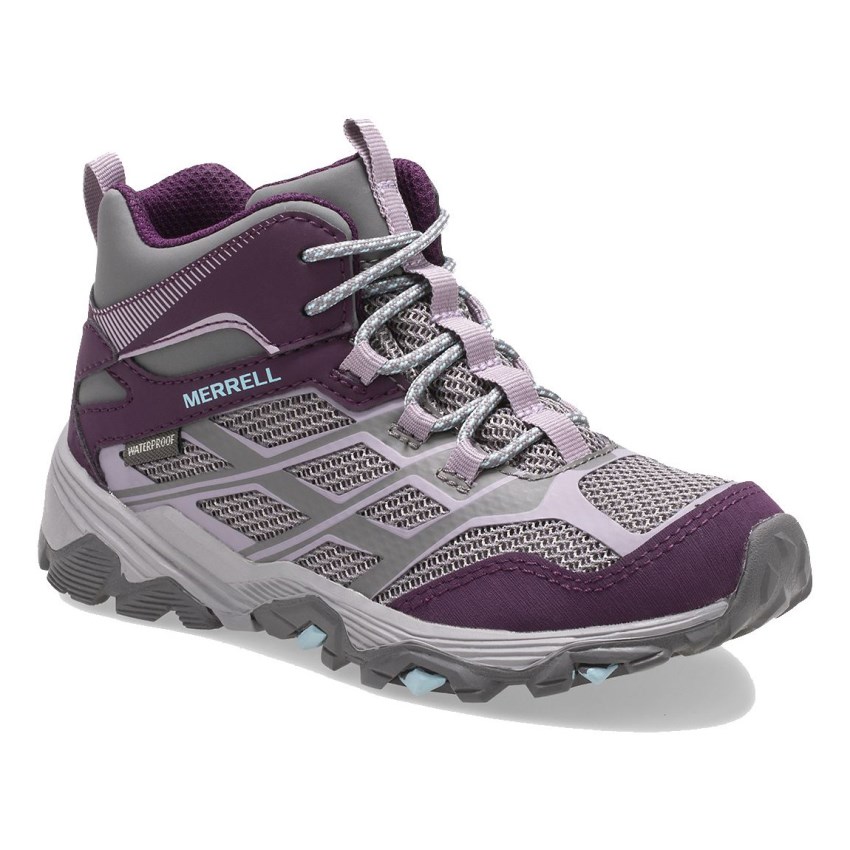 Basket Merrell Moab FST Mid Waterproof Grise/Violette Enfant | B.U.ROIM